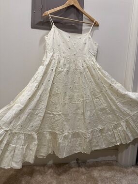 Cream Eyelet Spaghetti-Strap Sundress